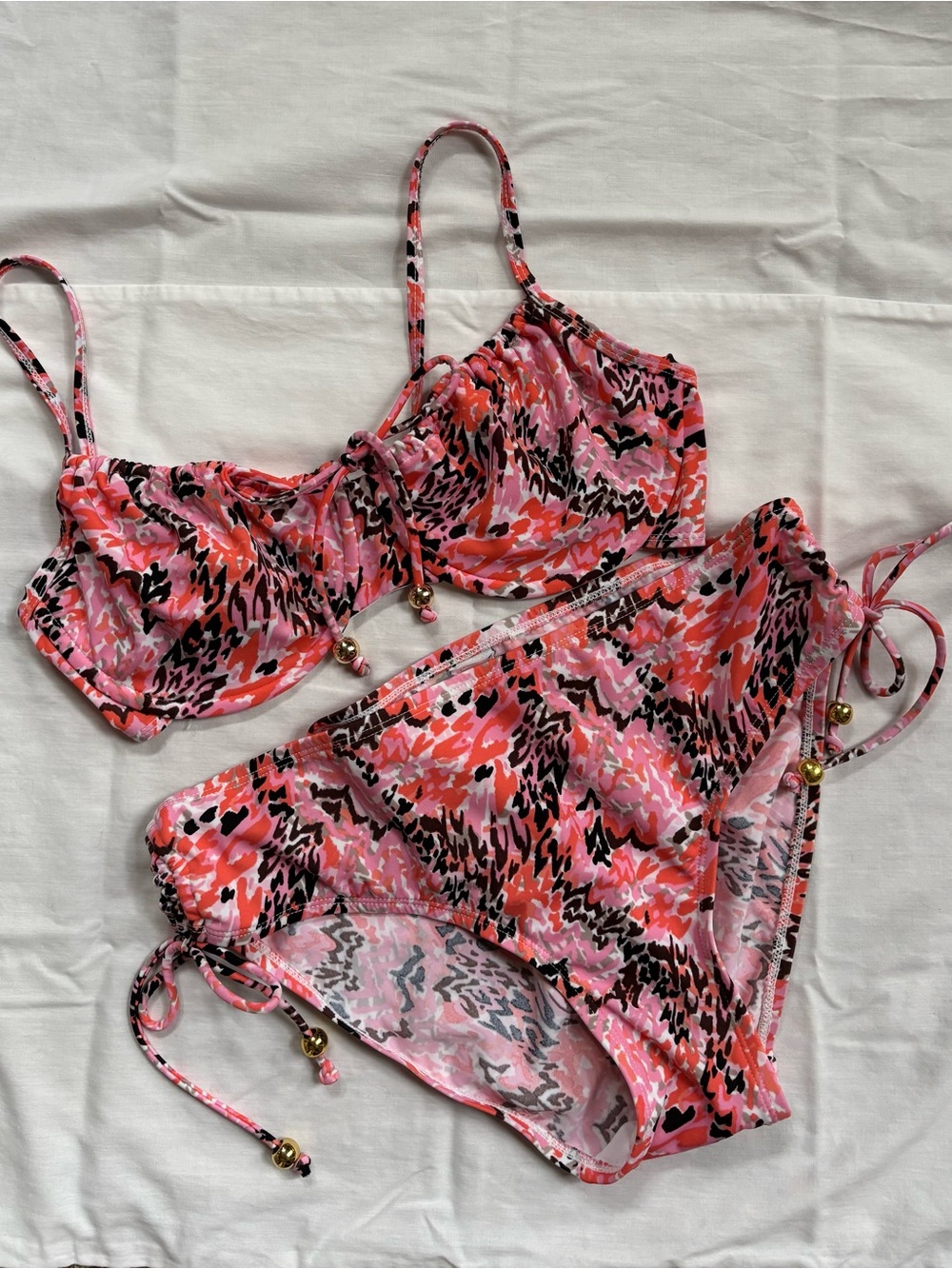 Women's Pink Abstract Print Two-Piece Bikini Set